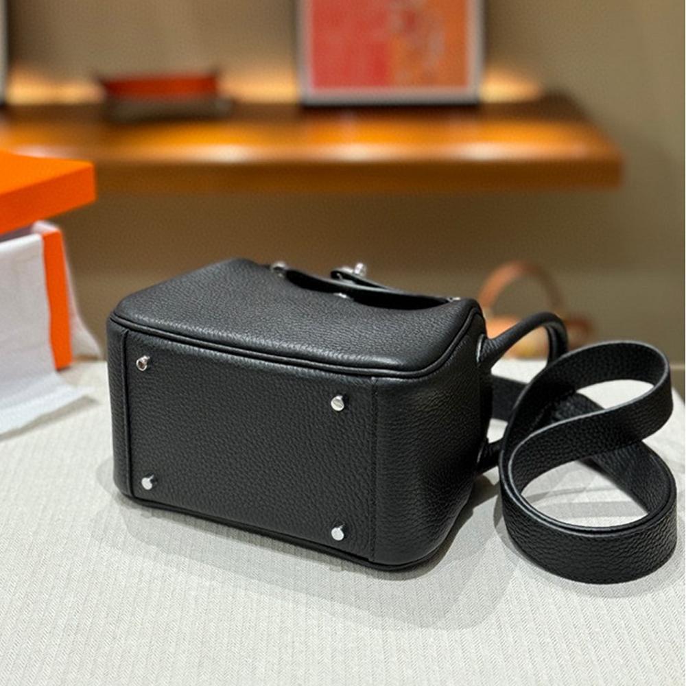 New Mini Lindy Bag 19cm (NO LOGO) Genuine Leather Boston Bag Real Cowhide Fashion Versatile Women Single Shoulder Crossbody Handbag