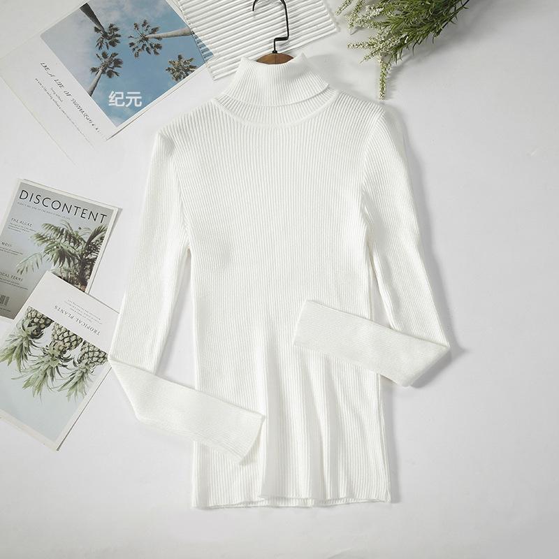 Зимний свитер женский длинный рукав пуловер базовый свитер водолазка корейский трикотажный топ Femme