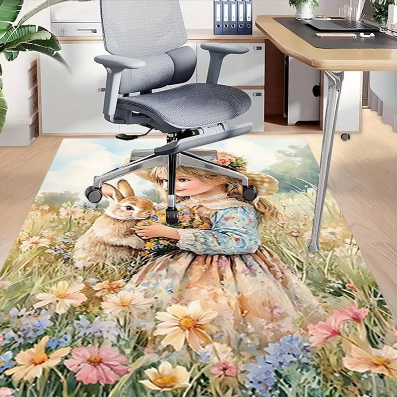 1PC girl rabbit Extra Large Non Slip Floor carpet, Office, family, Studio Large Area Rug Indoor Rugs, Bold Statement Piece