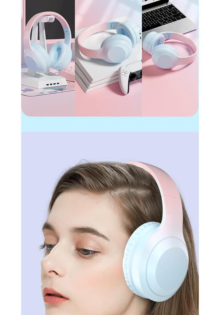 W5 Private Mold Gradient Color Bluetooth Over-Ear Headset - HIFI Heavy Bass Stereo, E-sports Low Latency