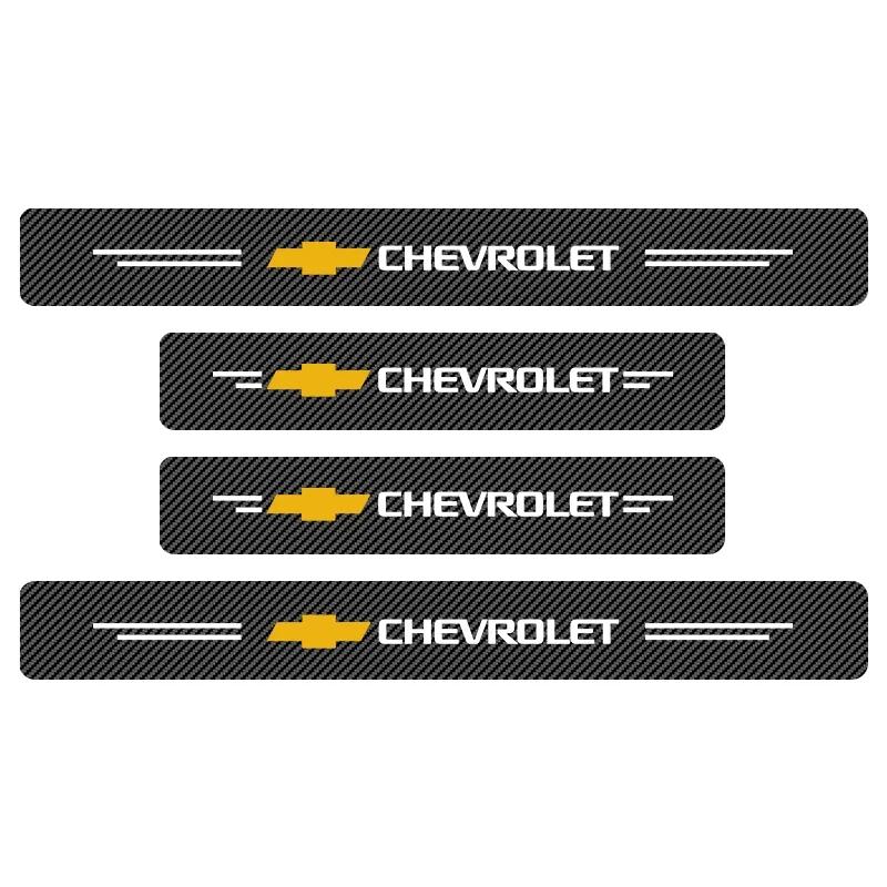 4-Piece Carbon Fiber Car Door Threshold Sticker Set Compatible Chevrolet Colorado Cruze Spark Captiva Malibu Trax u3 Aveo Camaro