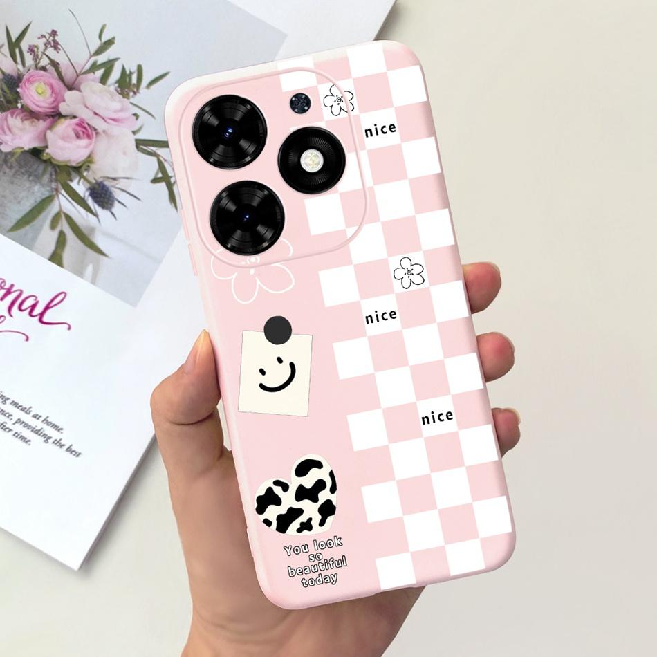Чехол для Tecno Spark Go 2024 Милый Цветочный Узор Сердечки Конфетный Цвет Мягкий Силикон Тонкая Задняя Крышка Телефона Для Spark Go (2024) BG6