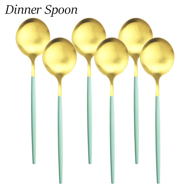 Набор столовых приборов из нержавеющей стали, золотой, зеленый, набор столовой посуды, обеденный нож, вилки, ложка, зеркало, набор столовых приборов, кухонная посуда для семейного отеля