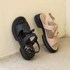 Jisyu Women Lettuce Tassel Flat Sandal