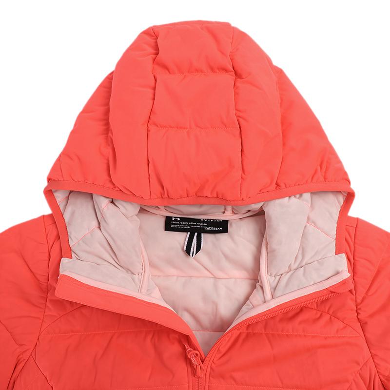 Under Armour Теплый однотонный пуховик с капюшоном, женская верхняя одежда, арбузно-красный 1355833-628