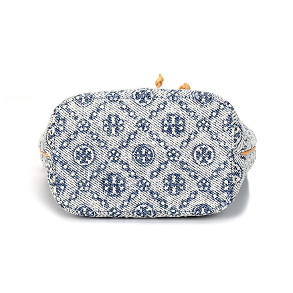 Tory Burch T Monogram Logo Print Fabric Bucket Bag Women bags Powder-Blue 167762-400