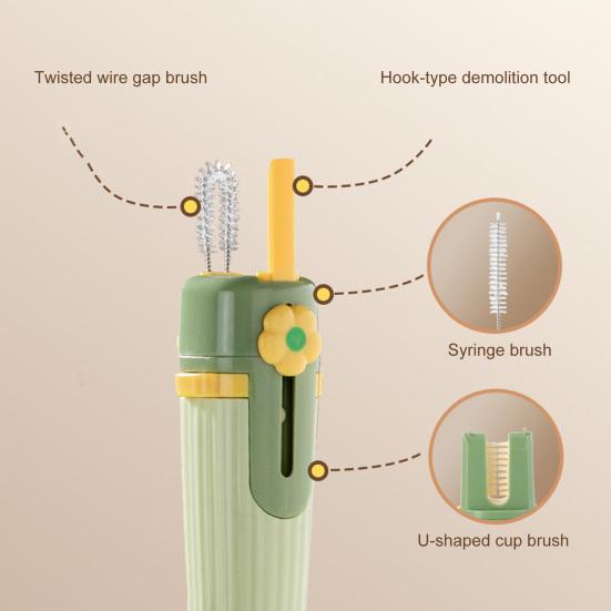 1/2 шт. Щетка для чистки бутылок 5-в-1 с длинной ручкой, многофункциональная щетка для термокружек, портативный очиститель соломинок и бутылок