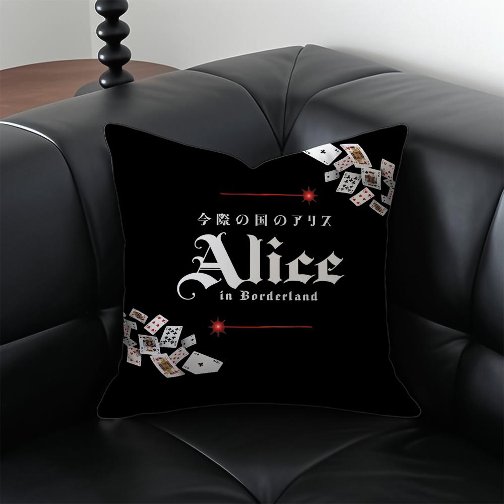 AAlice in BBorderland Cushion Cover Pillow Case Antidustmite Invisible zipper silky short plush Sofa cushion