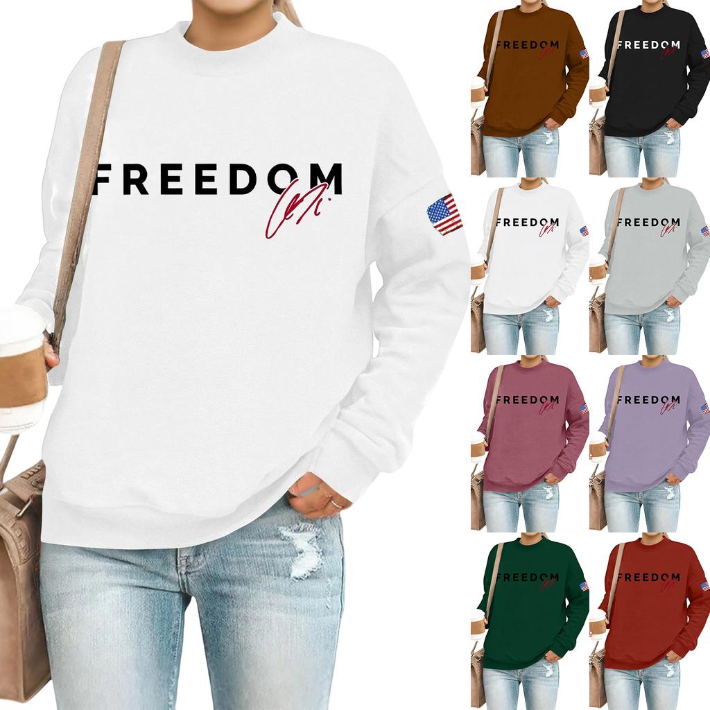 Women's Casual Fashion Round Neck Long Sleeve Printed Sweatshirt