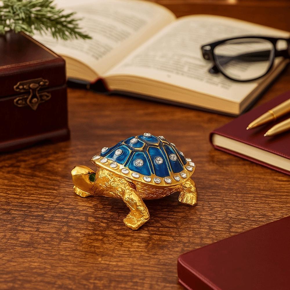Elegant Vintage Storage Case Decorative Metal Turtle Ornament Turtle Jewelry Box  for Women