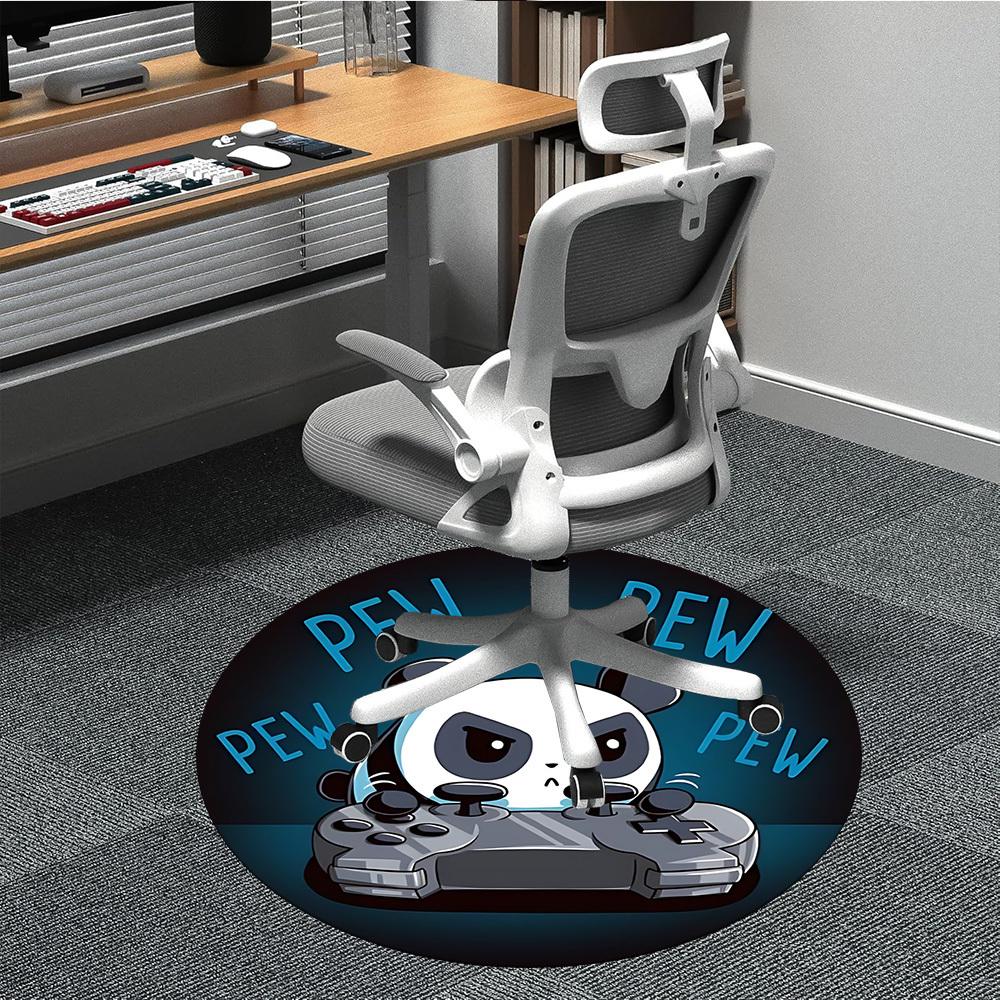 1pc Panda Gaming Office Round Area Rug, Indoor Mat Suitable For Office, Under Office Chairs Bedroom Living Room Home Decor, Room Deco, 079