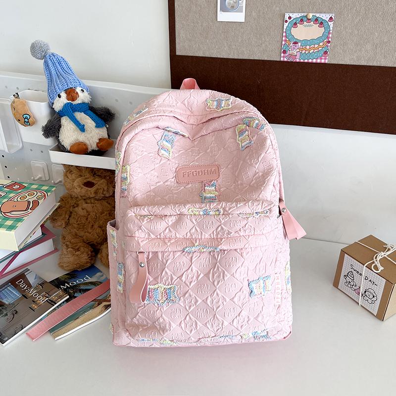 Женская школьная сумка с вышивкой, плиссированный рюкзак для школьников, большой емкости