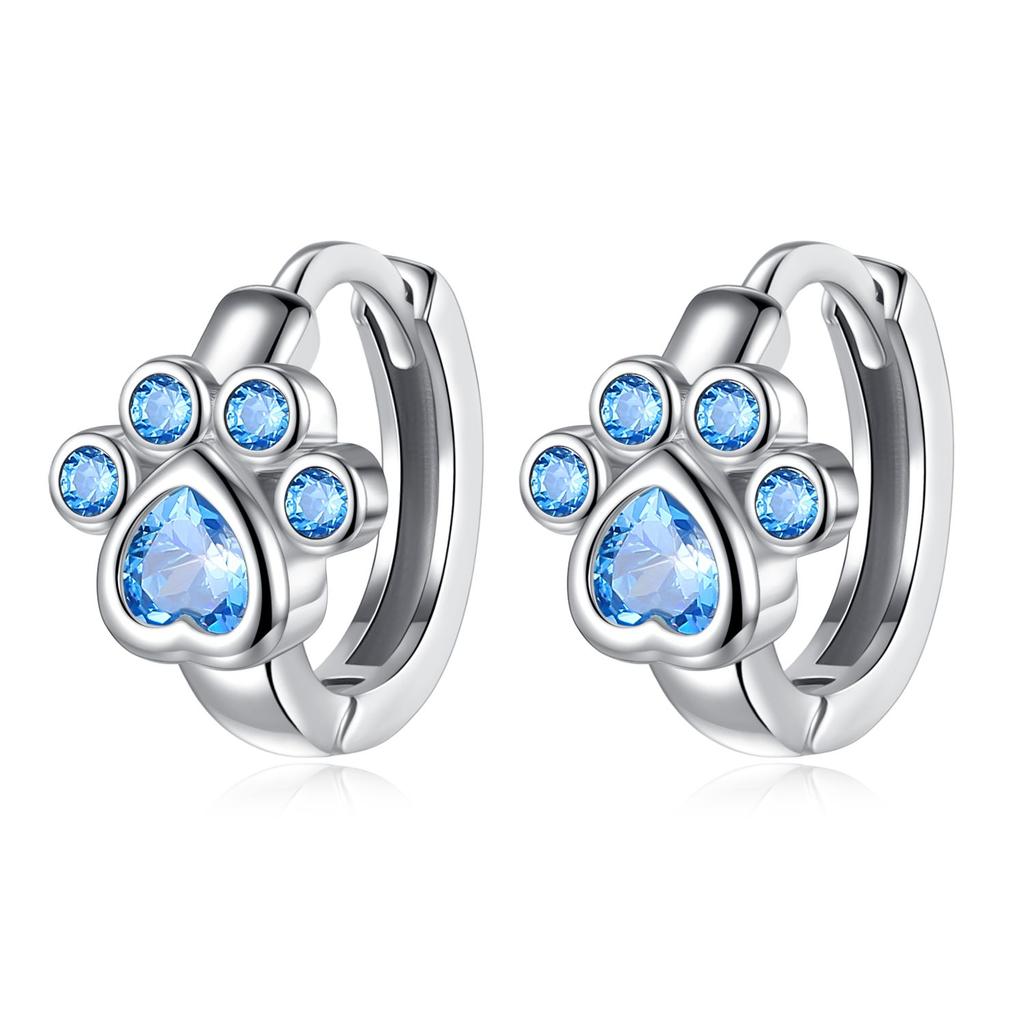 Серьги-кольца с синим цирконием для женщин, серебро 925 пробы, оригинальные серьги с цирконием, серьги U-образной формы, звезда, луна, роскошные ювелирные изделия, подарок