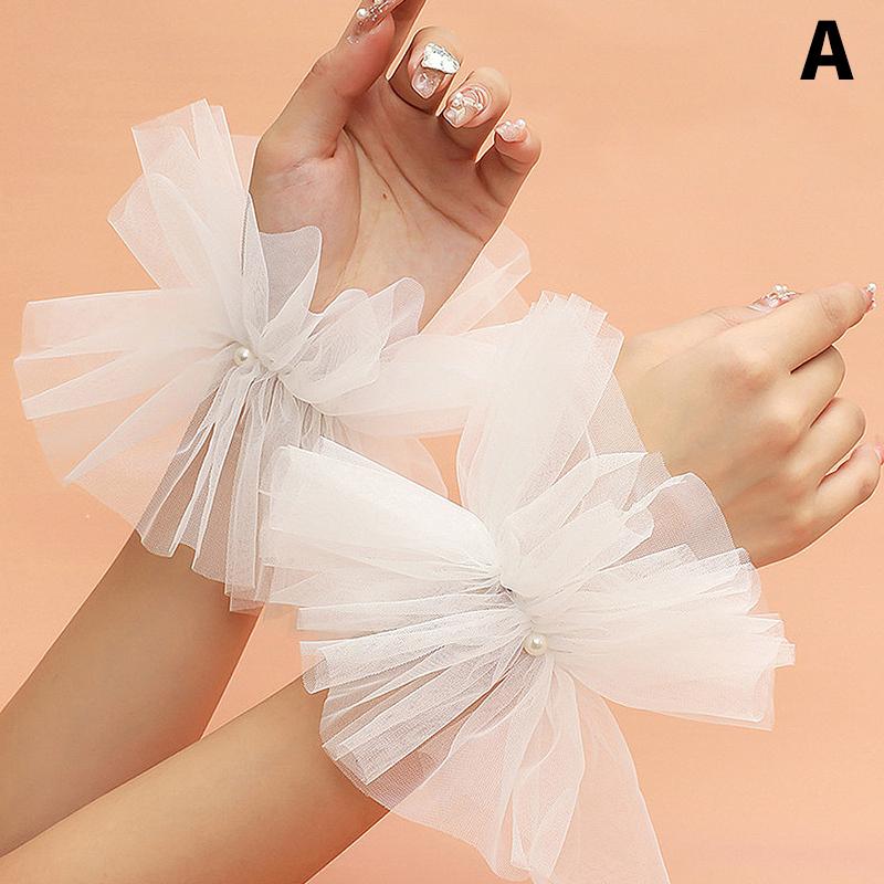 1 шт., кружевные поддельные плиссированные манжеты для дизайна ногтей, реквизит для фотосъемки, искусственные рукава