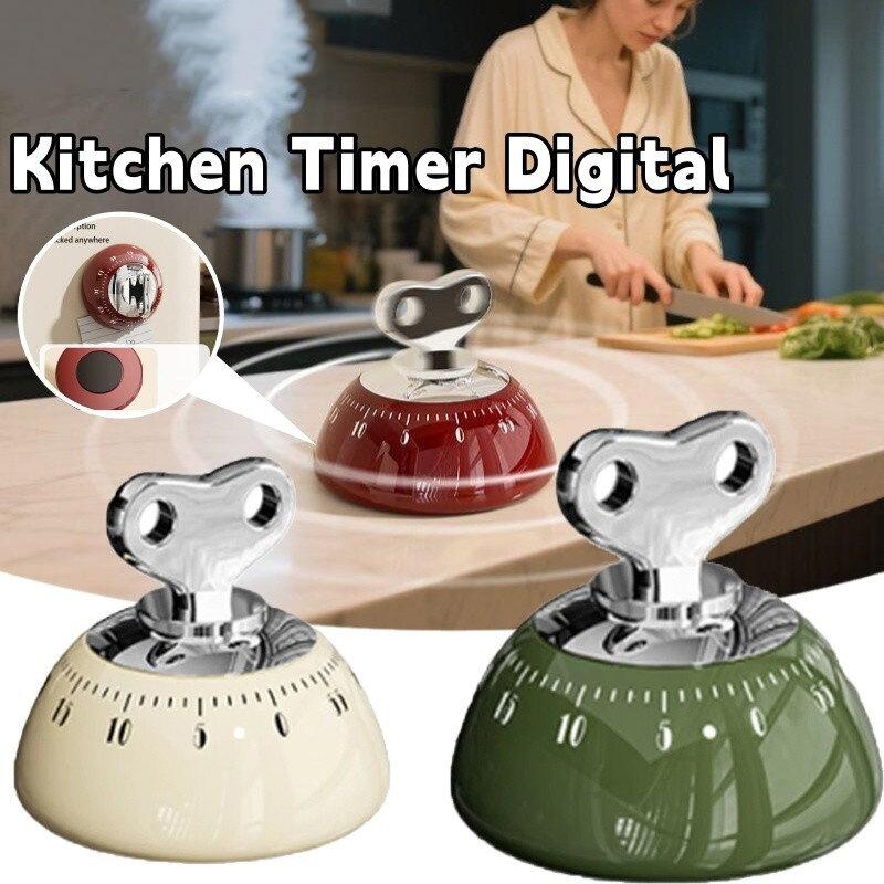 Magnetic Kitchen Timer Vintage Style Manual Countdown Cooking Baking Down Up Loud Alarm Magnet Clock Study Clock Kitchen