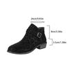 Autumn and winter new leopard print thick heel medium heel comfortable large size fashion boots women's European and American side zipper boots