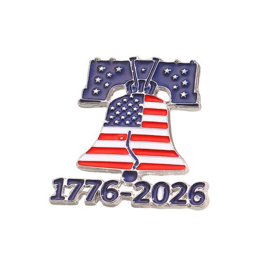 250th Anniversary Brooch Pin Commemorative Medal National Flag Brooch 3D Relief Liberty Bell Stars Stripes Enamel Pin Jewelry