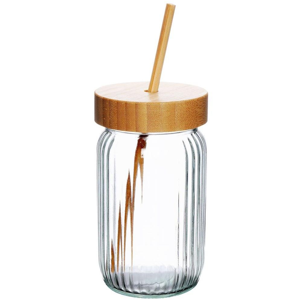 Cup Jar for Drinking Beverages Water Lemonade Juice Drinks with Straw