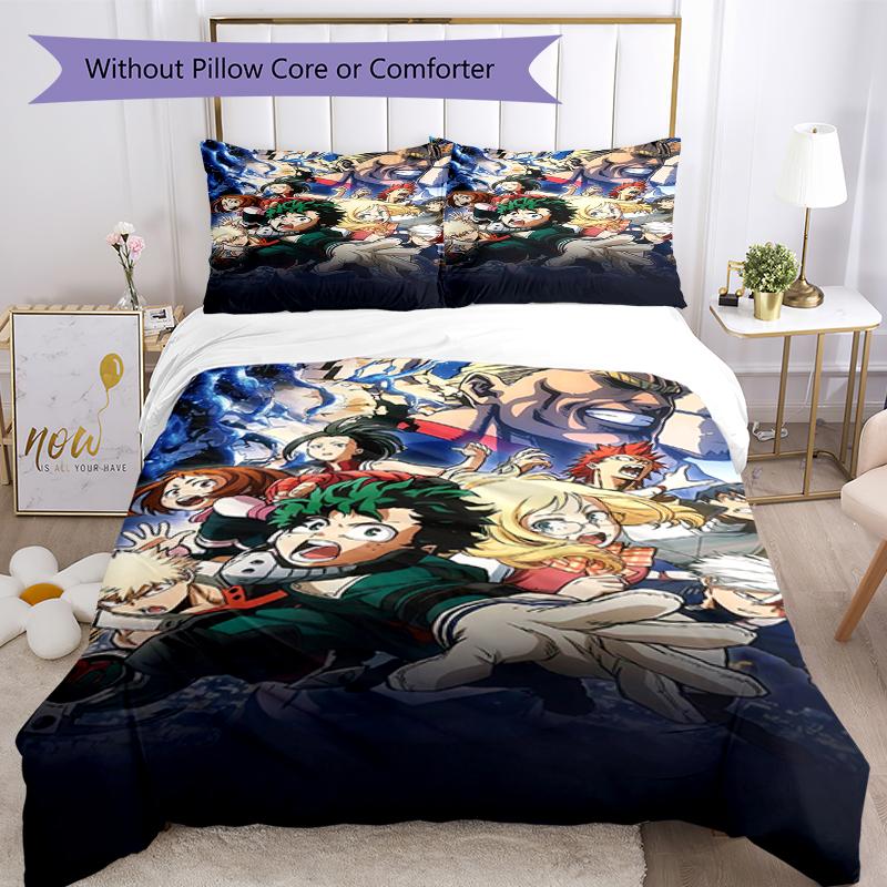 3pcs My Hero Academia Bedding Set Duvet Cover Closure Includes 1 Duvet Cover & 2 Pillowcases, Soft and Comfortable for All Seasons.