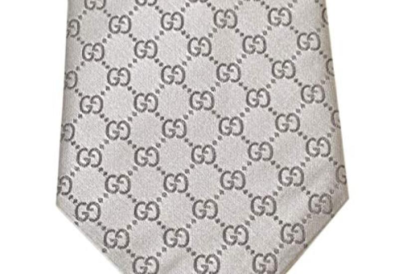 GUCCI brand GG tie, pattern, silver.