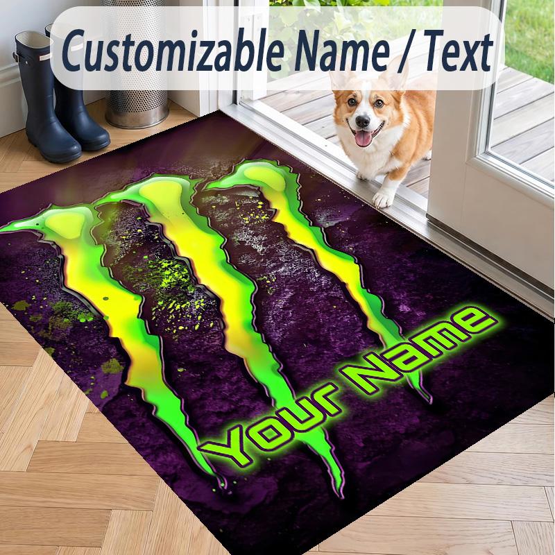 Custom Text Printed Rug Monster Energy Non Slip Floor Carpet For Home Room Decor