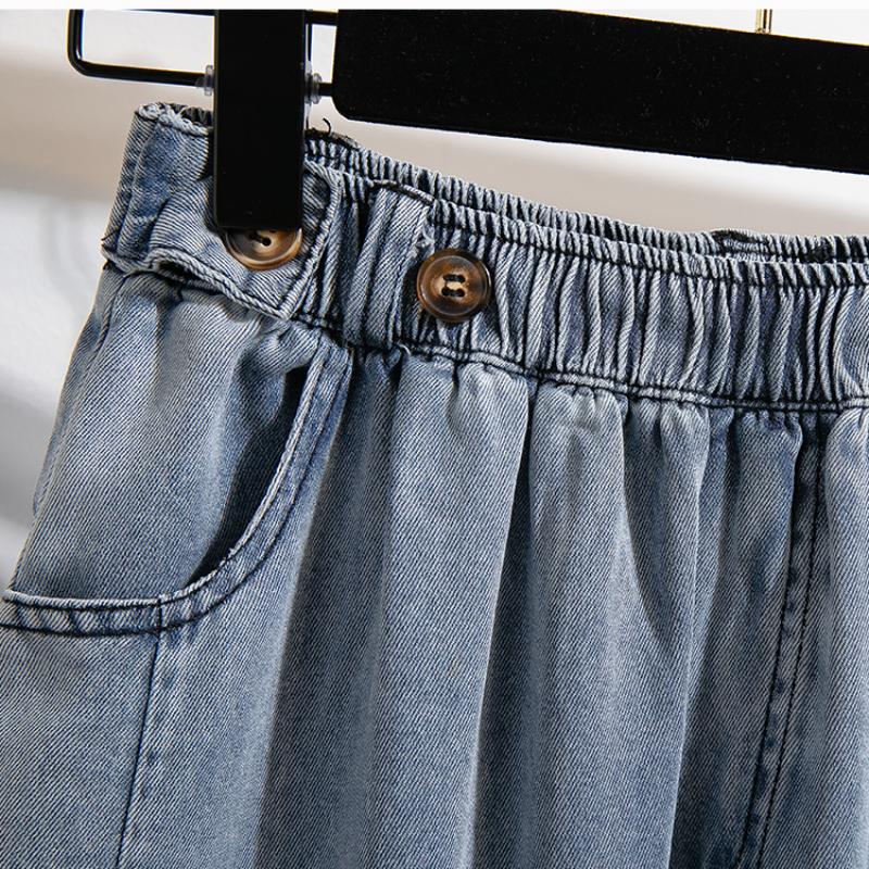 MOJTA Women Spring Autumn Plus Size Casual Loose Pants Hight Waist Jeans