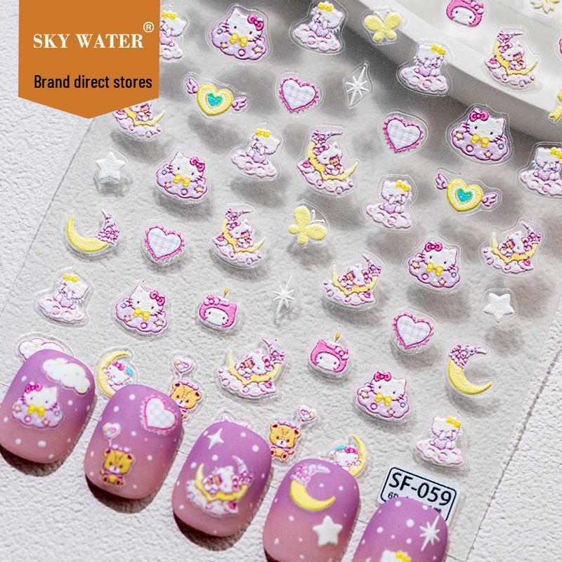 Наклейки для ногтей Hello Kitty Sanrio Ангельское Сердце для Детей - Мультяшное Украшение Своими Руками