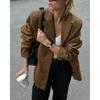 Women's Suede Single Breasted Long Sleeved Large Pocket Suit Jacket Female Solid Color Casual Jacket Spring Summer Women's