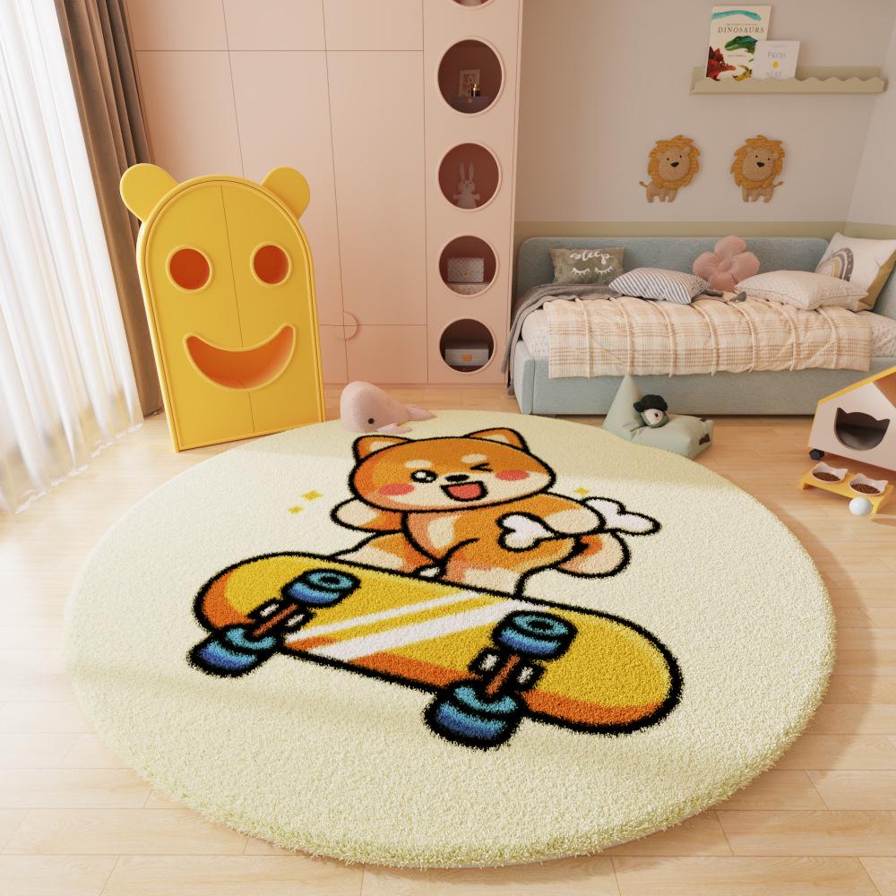 Круглый ковер с рисунком в скандинавском стиле для гостиной, кабинета или спальни – детский коврик для журнального столика и прикроватный коврик