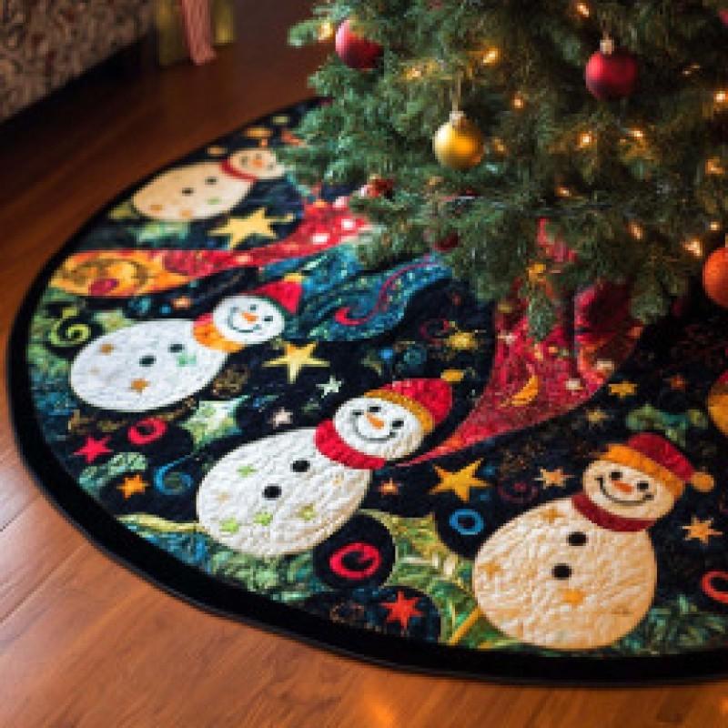 Christmas Tree Skirt Quilted Rug 3D Art Patterns Geometric Home Decor