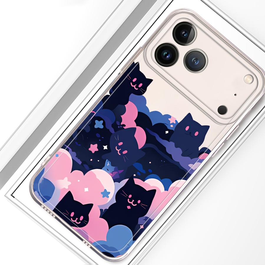 Мультяшный кот Мягкий чехол для телефона для iPhone 17 Pro Max XS Max XR 14 Plus 11 16 15 Air 12 Mini 7 8 13 Pro