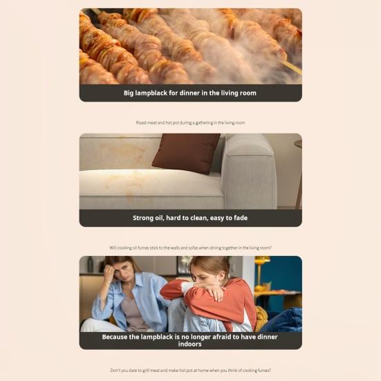 Портативный вытяжной вентилятор с низким уровнем шума, перезаряжаемый, компактный, очиститель воздуха, кухонный мини-набор вытяжек