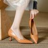 Low Heels Pumps for Women Leather Closed Toe Pointed Toe Kitten Heels Comfort Slip On Stiletto Pumps Women's Work Office Business Wedding Dress Shoes