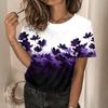 Женский летний свободный 3D-принтованный цветочный круглый вырез пуловер с короткими рукавами футболка