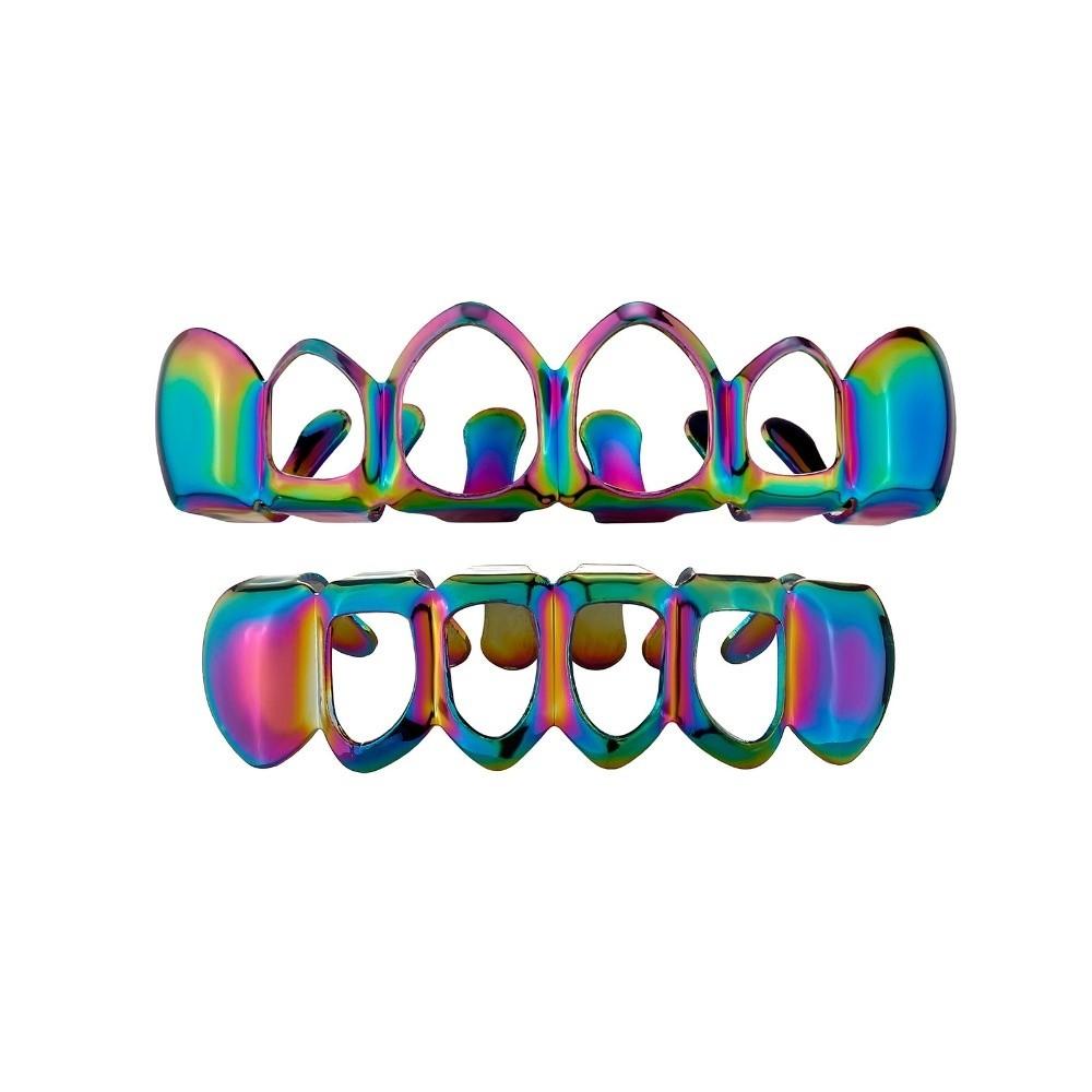 2Pcs/Set Glossy Charm Teeth Grillz Classic Hollow Teeth Grillz Braces Stage Props