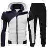 Casual Clothing Sportswear Men Tracksuits Set Spring Autumn Long Sleeve Hoodie Zipper Jogging Trouser Patchwork Fitness Run Suit