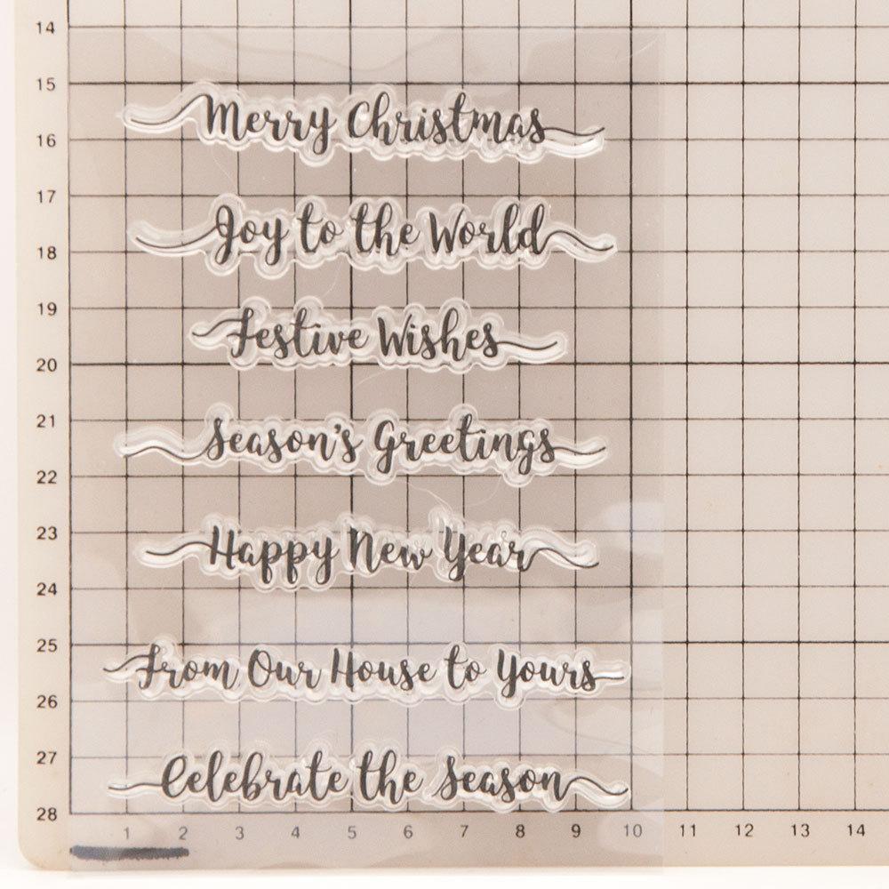 Christmas Birthday Greeting Transparent Silicone Clear Stamps DIY Scrapbooking Album Paper Card Best Wishes Word Letter