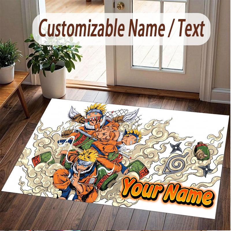 Custom Name Crystal Velvet Rug,Naruto Comfortable Anti Slip Floor Mat For Room Decoration