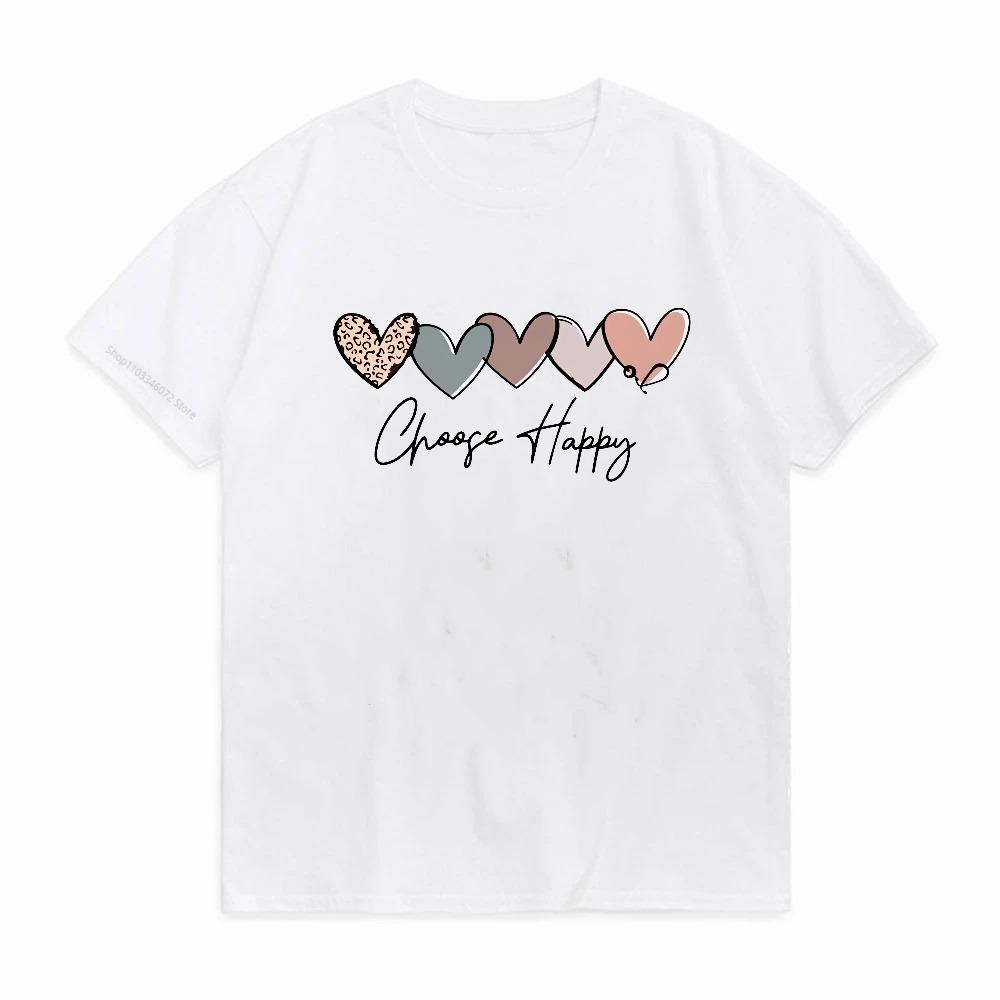 Heart Letter Print Cute Short Sleeve Crew Neck Tshirt Unisex Harajuku Streetwear Summer Fashion Tee
