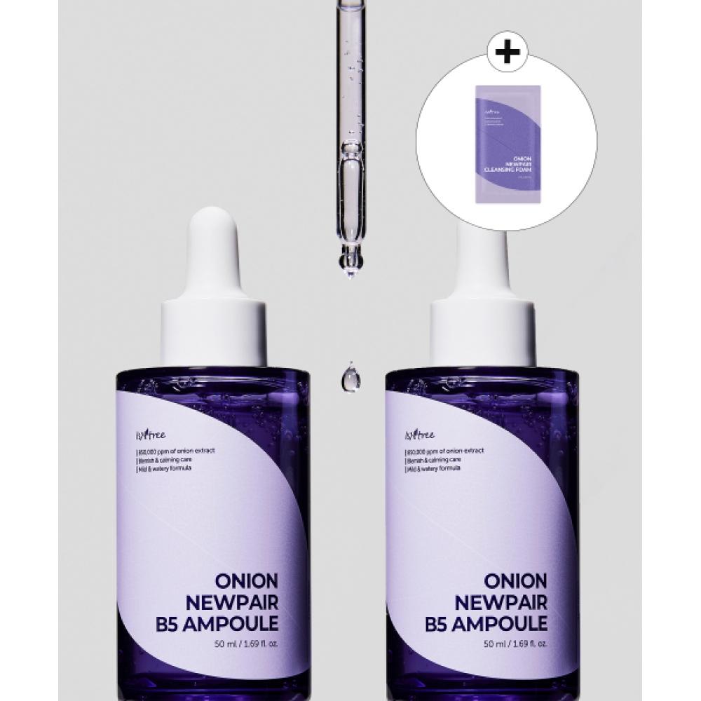 Isntree Onion New Fair B5 Ampoule 50ml 2 + Free Onion New Fair Cleansing Foam 2ml