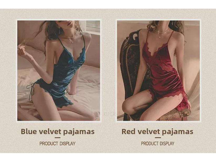 Сексуальный бархатный костюм с юбкой и подтяжками - пижама Pure Desire для женщин