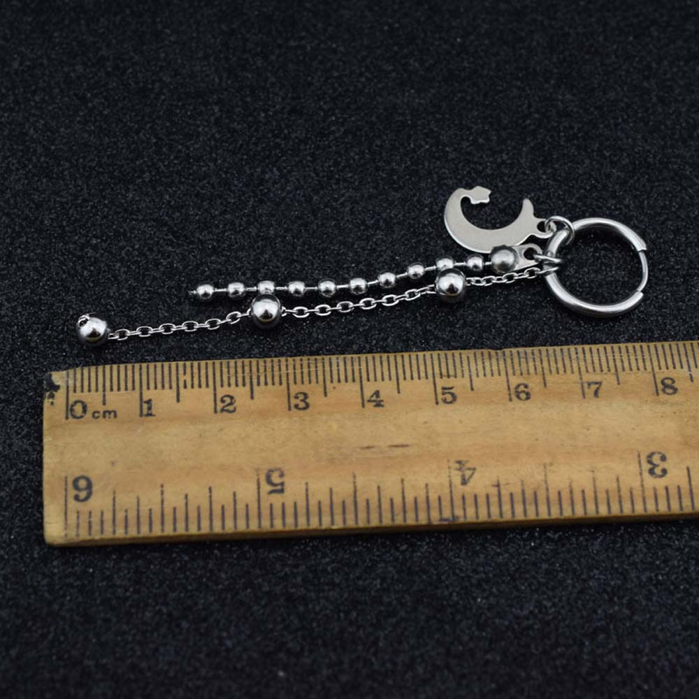 Личность Панк Корейские Мужчины Луна Крутой Стиль Палка Длинная Цепочка Серьги Клипса для Уха Серьга-Пусета