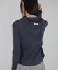 RONRON Dot Panel Slim Hoodie Long Sleeve Navy