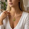 Romantic Vintage Gold Tone Necklace for Women Stainless Steel Flower Butterfly Pendant Scalloped Edge Elegant Daily Jewelry Gift