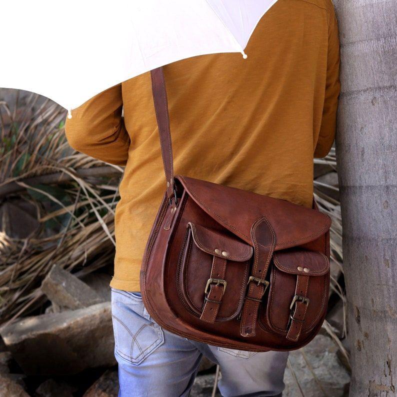 Vintage Leather Crossbody Bag, Leather Satchel, Leather Shoulder Bag, Leather Handbag, Saddle Bag, Leather Bag, Birthday Gift Idea for Her