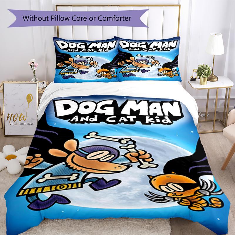 3pcs Dog Man Bedding Set Duvet Cover Closure Includes 1 Duvet Cover & 2 Pillowcases, Soft and Comfortable for All Seasons.