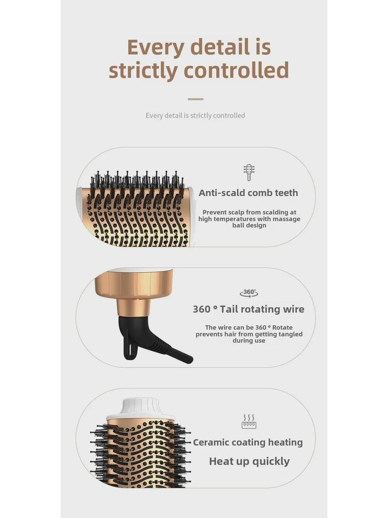 Многофункциональный фен двойного назначения и выпрямляющая расческа из белого золота — стандарт США