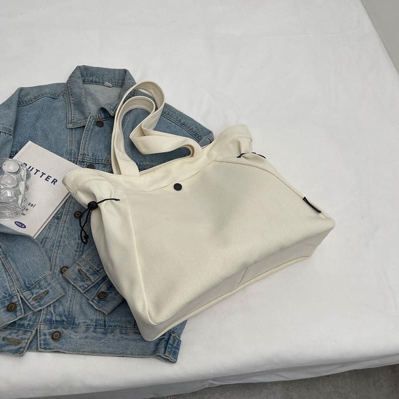 Однотонная холщовая сумка, женская сумка через плечо большой емкости, портативная большая сумка