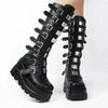 Gothic Platform Knee High Boots Punk Black Sexy Motorcycle Shoes  Halloween Cosplay Women Shoes  De Mujer