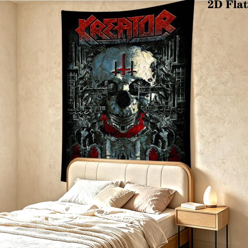 Kreator Band Wall Tapestry Aesthetic Wall Hanging Printed Fabric Blanket Decorative Tapestries for Bedroom Living Room Home Decor